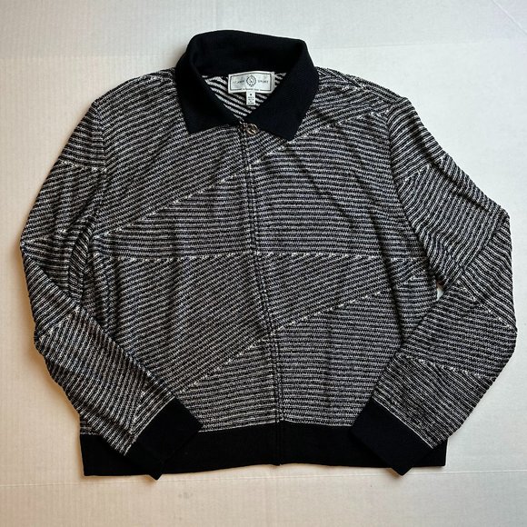 St John Sport Women's Studded Knit Sweater Wool Blend Striped Santana Size M - Picture 2 of 5